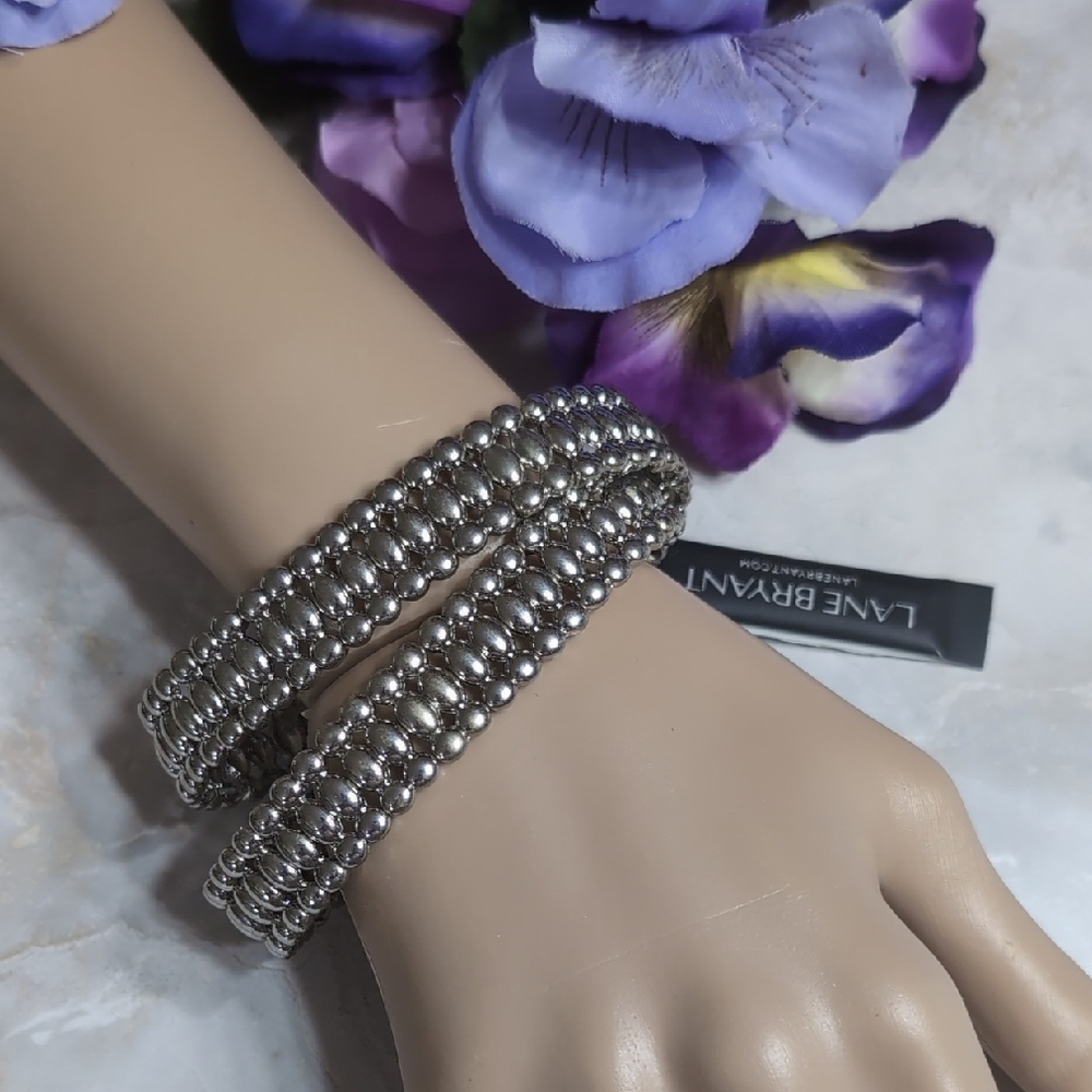 Lane Bryant Silver Stretch Bracelet Set NWT